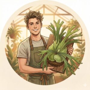 運営者のマイトがビカクシダを持っている様子