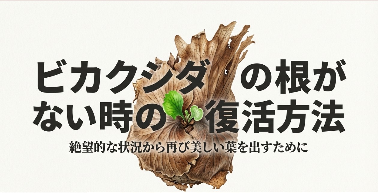 ビカクシダの根がない絶望的な状況から復活させる方法を解説したアイキャッチ画像