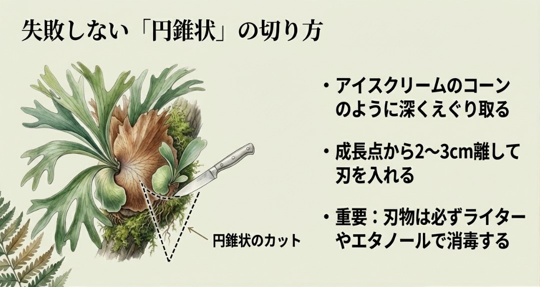 ビカクシダの茶色い貯水葉は水を蓄える重要な役割がある