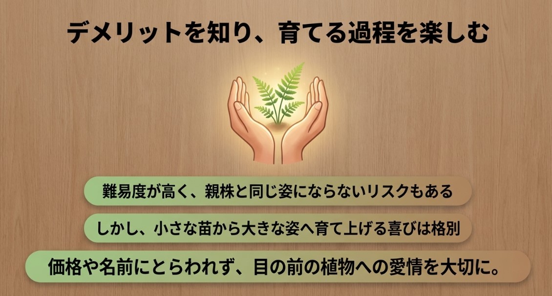 過程を楽しむ デメリットを知り、ビカクシダのメリクロンを育てる過程を楽しむ