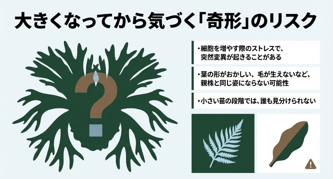 メリクロン株の奇形リスク ビカクシダが大きくなってから気づく奇形や突然変異のリスク