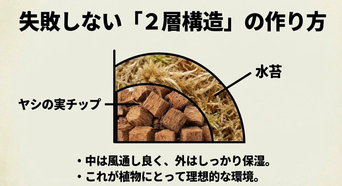 夏の蒸れを防ぐヤシの実チップ（ベラボン）